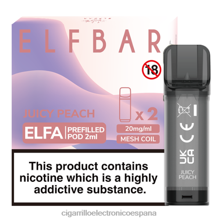 Cigarrillo Electrónico Iqos - Durazno jugoso 6VL06332 ELFBAR Elfa cápsula precargada - 2 ml - 20 mg (paquete de 2)