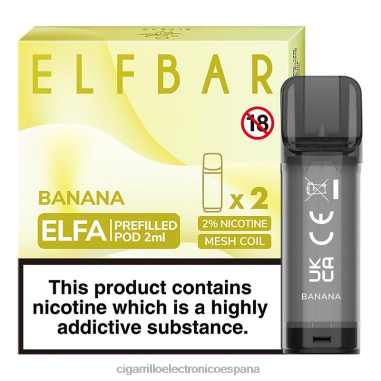 Cigarrillo Electrónico Sin Nicotina - banana 6VL06315 ELFBAR Elfa cápsula precargada - 2 ml - 20 mg (paquete de 2)