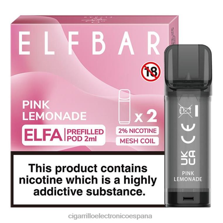 Cigarrillo Electronico España - limonada rosa 6VL06320 ELFBAR Elfa cápsula precargada - 2 ml - 20 mg (paquete de 2)