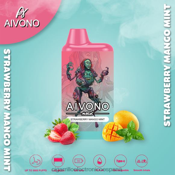 Cigarrillo Electrónico Estanco - Aivono AIM MAGIC cigarrillo de caja de 5800 bocas fresa mango menta NLH2497