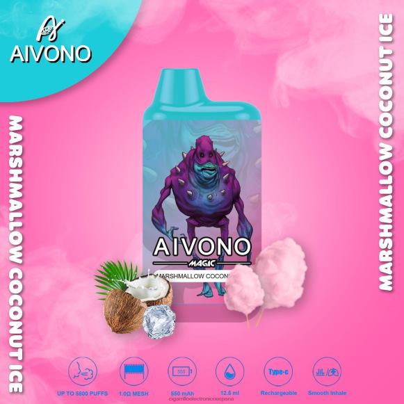Distribuidor Vapeo Al Por Mayor - Aivono AIM MAGIC cigarrillo de caja de 5800 bocas hielo de coco de malvavisco NLH2495