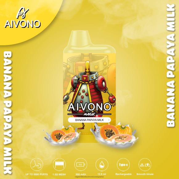 Vapeo Al Por Mayor - Aivono AIM MAGIC cigarrillo de caja de 5800 bocas leche de plátano y papaya NLH2494