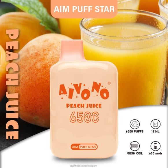 Cigarrillo Electrónico Estanco - Aivono AIM PUFF STAR 6500 jugo de durazno NLH24289