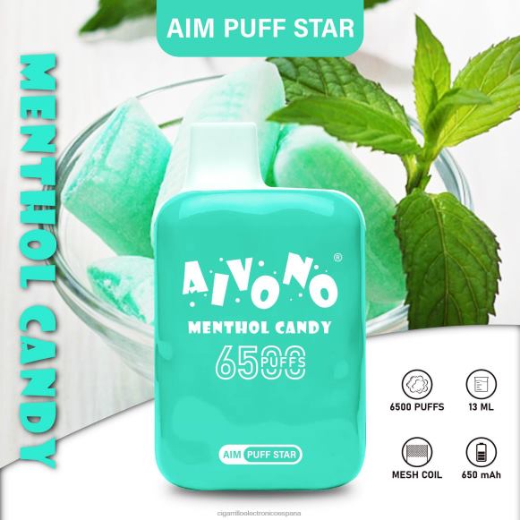 Cigarrillo Electronico España Comprar - Aivono AIM PUFF STAR 6500 caramelo mentolado NLH24295