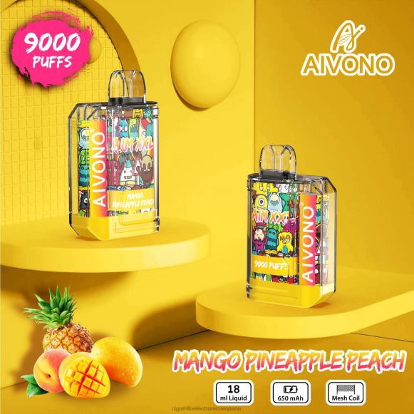 Cigarrillo Electrónico Estanco - Aivono AIM XXL 9000 pegatina boca transparente mango piña durazno NLH2449