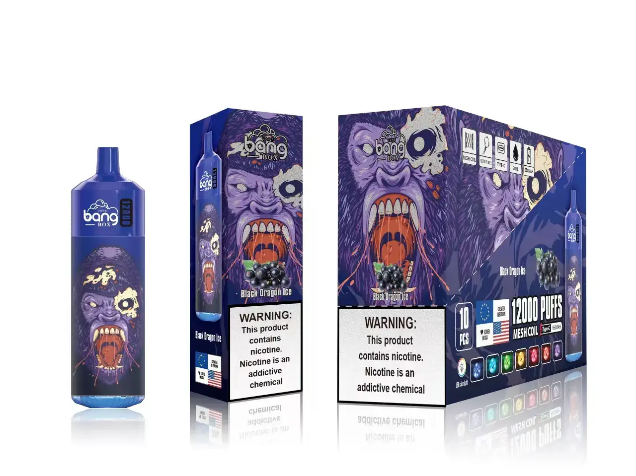 Cigarrillo Electrónico Estanco - hielo del dragón negro 6VL06123 Bang Box 12000 bocanadas