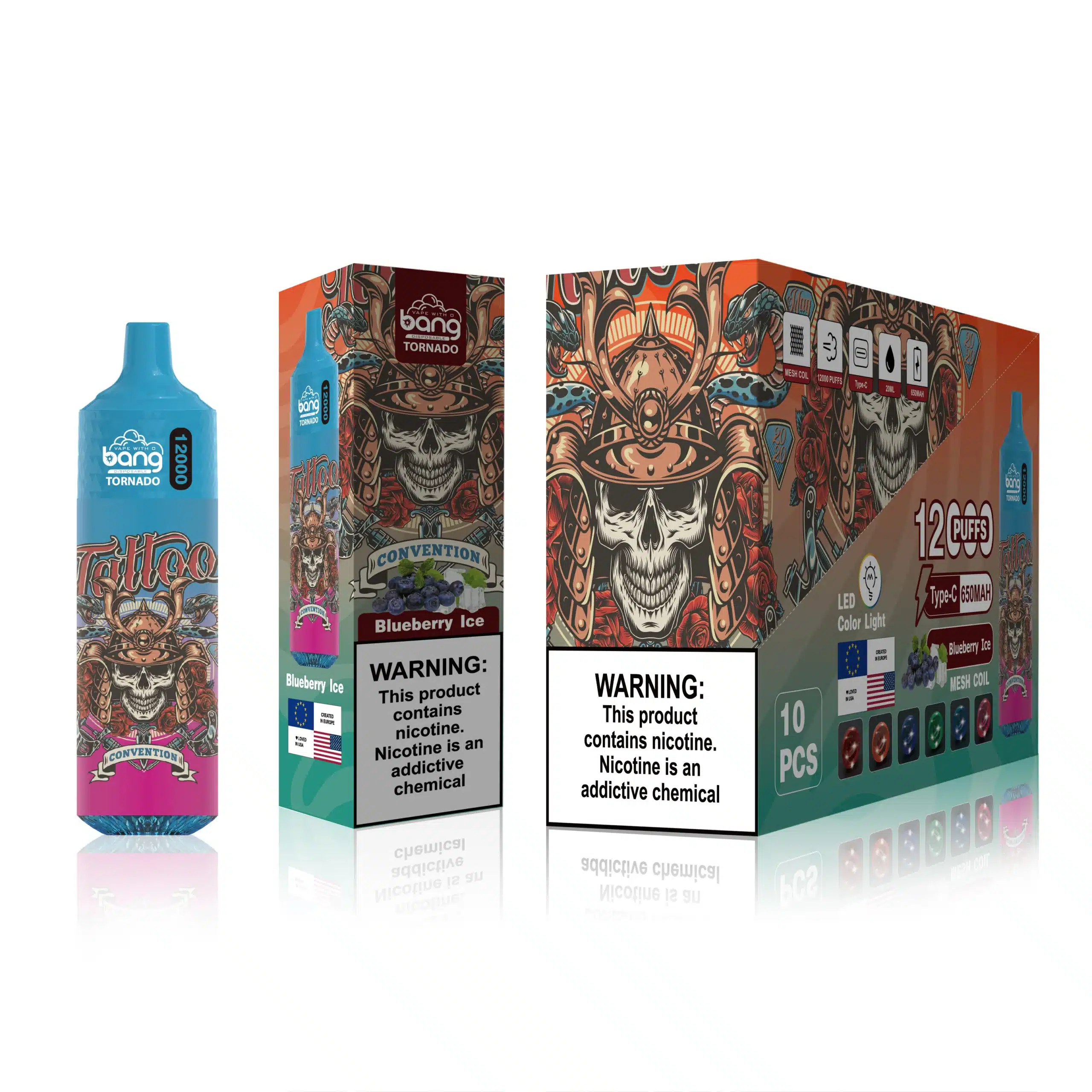Cigarrillo Electrónico Sin Nicotina - hielo de arándanos 6VL06125 Bang Box 12000 bocanadas