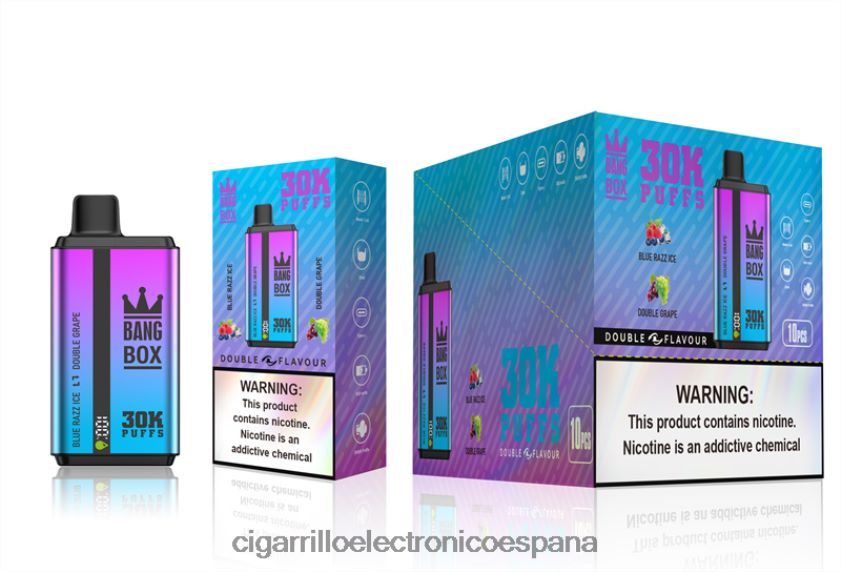 Cigarrillo Electronico España - Bang Box 30000 inhalaciones de dos sabores. hielo azul razz y uva doble 88FHHZ72