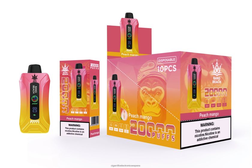 Cigarrillo Electrónico Blu - Bang Beach vape elegante de la pantalla de 20000 soplos mango durazno 88FHHZ2