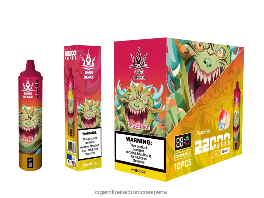 Cigarrillo Electrónico Marcas - Bang Beach Pantalla inteligente de 22000 inhalaciones. hielo de durazno 88FHHZ16