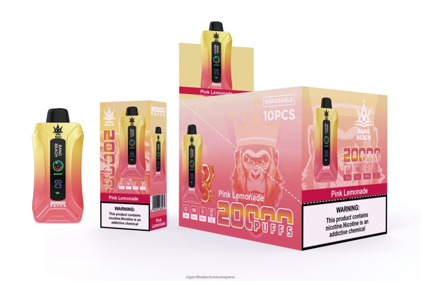 Cigarrillo Electrónico Marcas - Bang Beach vape elegante de la pantalla de 20000 soplos limonada rosa 88FHHZ4