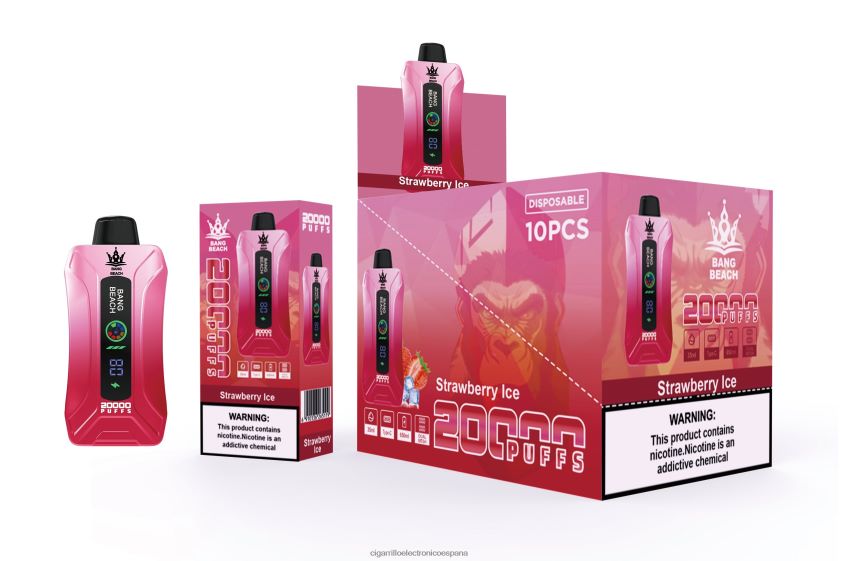 Cigarrillo Electronico España - Bang Beach vape elegante de la pantalla de 20000 soplos hielo de fresa 88FHHZ6