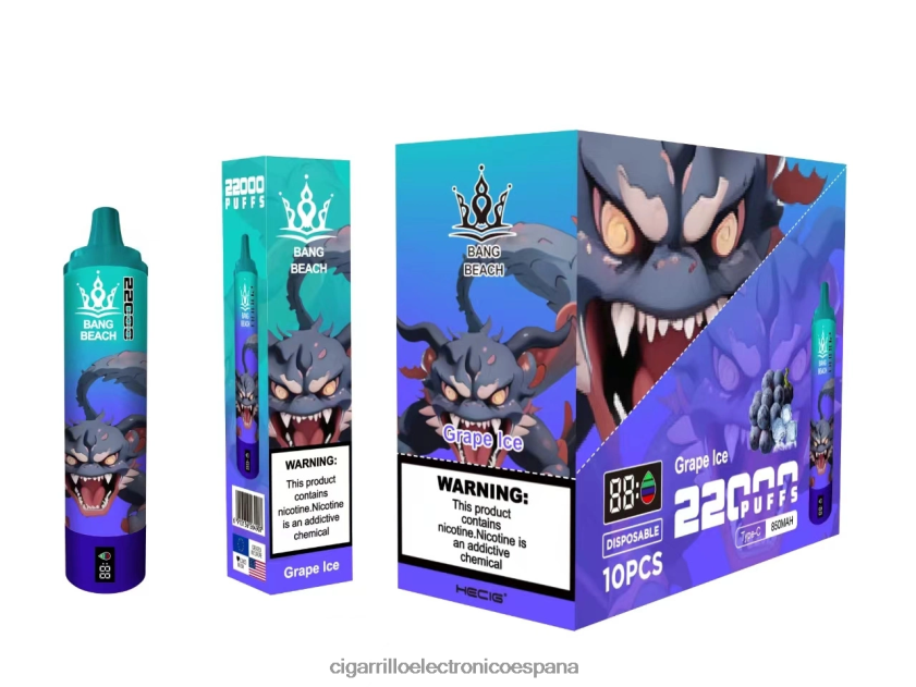 Cigarrillo Electronico España Comprar - Bang Beach Pantalla inteligente de 22000 inhalaciones. hielo de uva 88FHHZ19