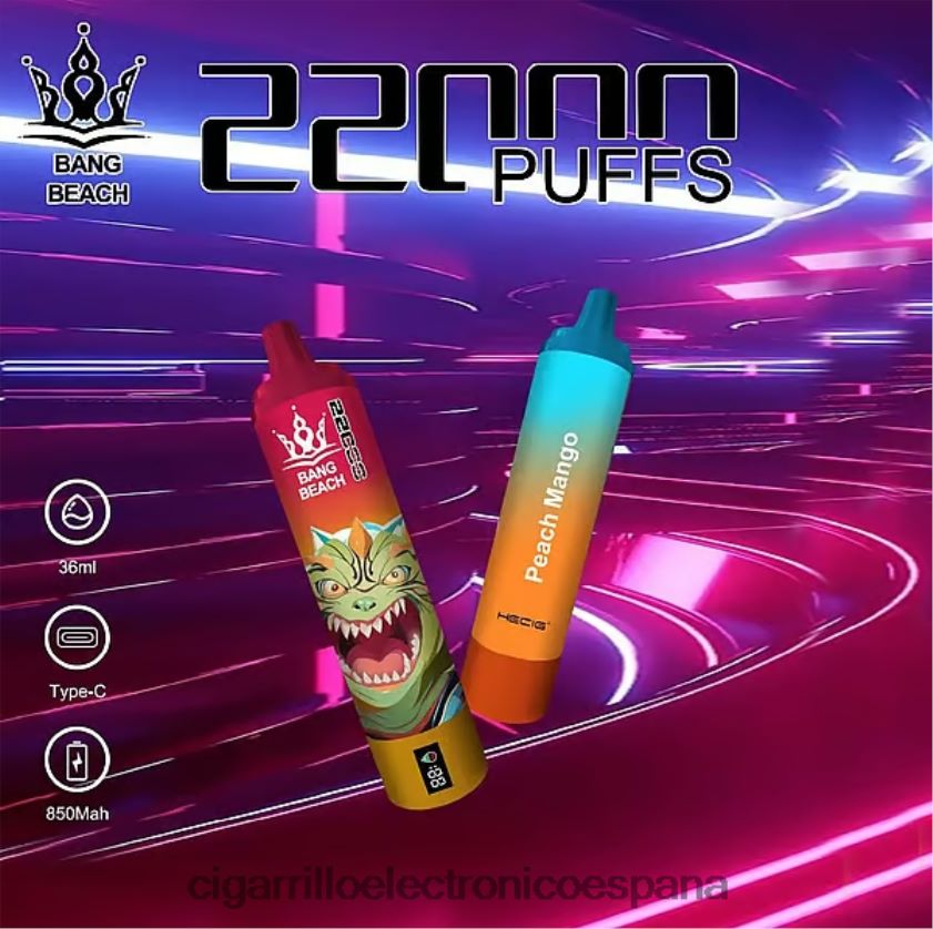 Tienda De Vapeo Al Po - Bang Beach Pantalla inteligente de 22000 inhalaciones. mango durazno 88FHHZ24