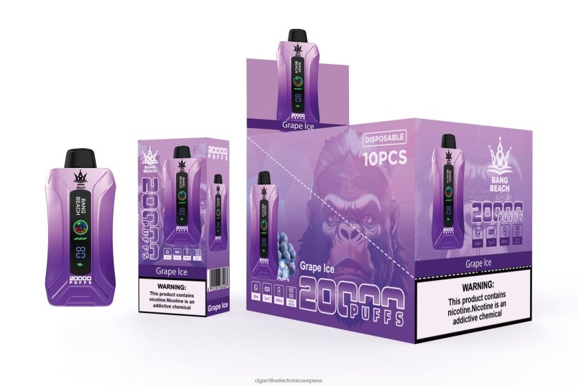 Vapeo Al Por Mayor - Bang Beach vape elegante de la pantalla de 20000 soplos hielo de uva 88FHHZ10