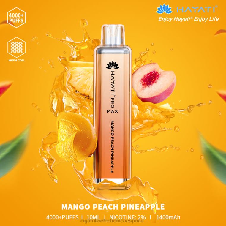 Cigarrillo Electrónico Sin Nicotina - mango durazno piña 6VL06165 Hayati Pro Max 4000