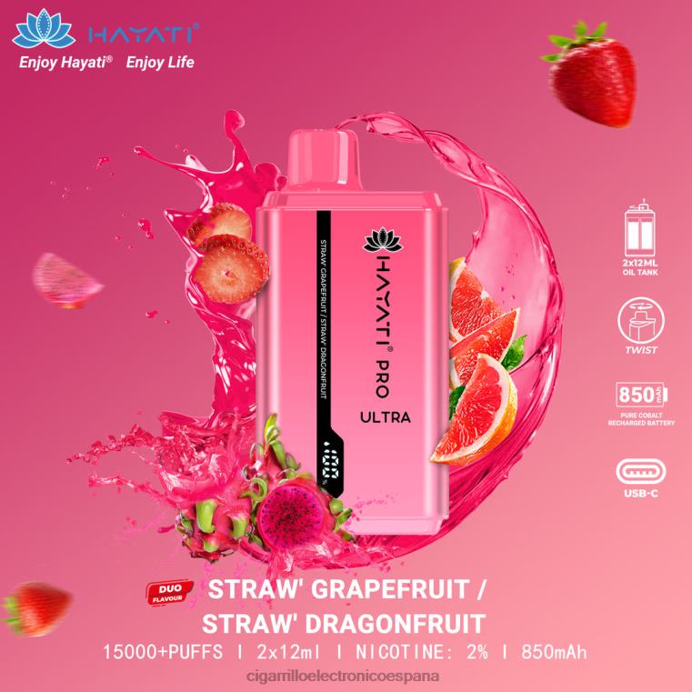 Cigarrillo Electrónico Recargable - pomelo fresa/fruta del dragón de fresa 6VL06231 Hayati Pro Ultra