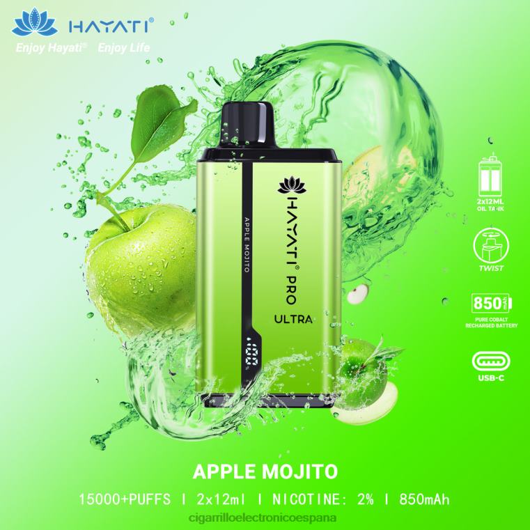 Cigarrillo Electrónico Sin Nicotina - mojito de manzana 6VL06205 Hayati Pro Ultra