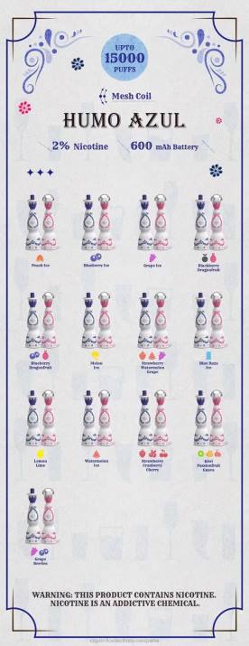 Cigarrillo Electronico Venta Mayoreo - Humo Azul 15000 inhalaciones 2% desechable DX8894