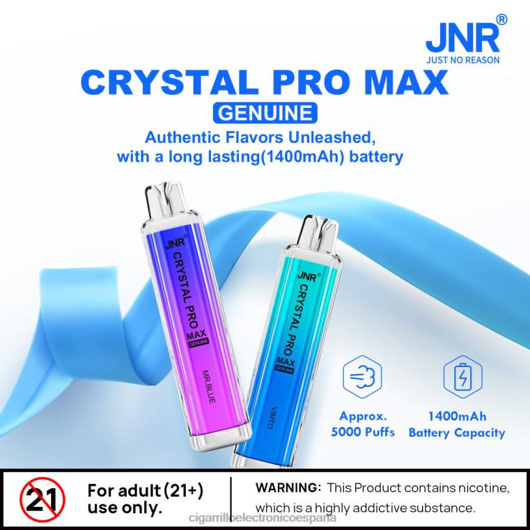 Cigarrillo Electrónico Recargable - kiwi fresa 6VL06751 JNR CRYSTAL PRO MAX
