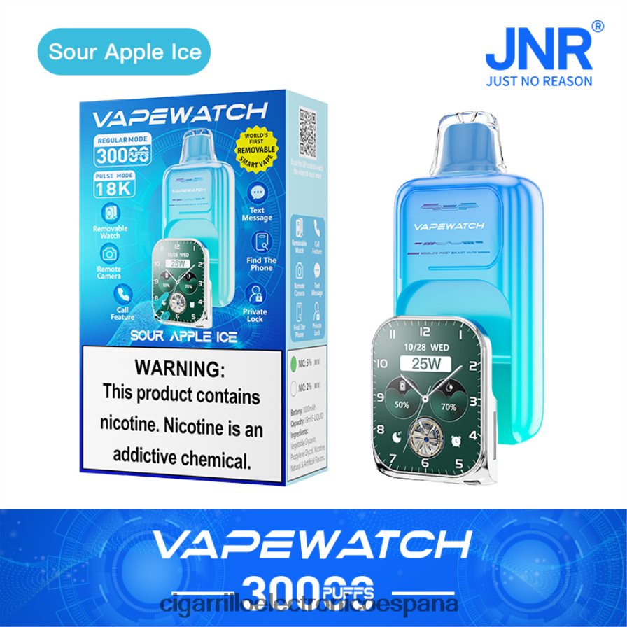 Cigarrillo Electrónico Sin Nicotina - JNR reloj vapeador BL2NN45 hielo de manzana agria
