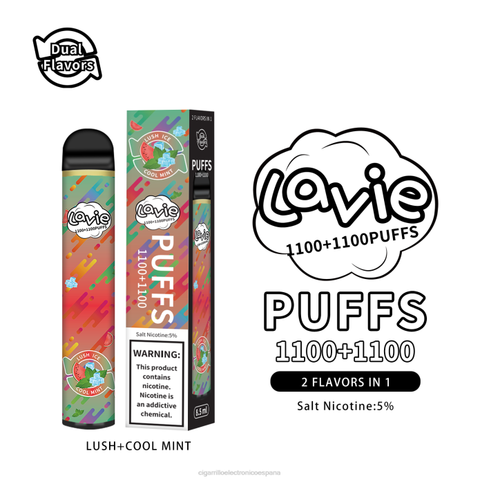 Cigarrillo Electronico España - menta exuberante/fresca LAVIE BAR Switch 2200 bocanadas ZRR0294