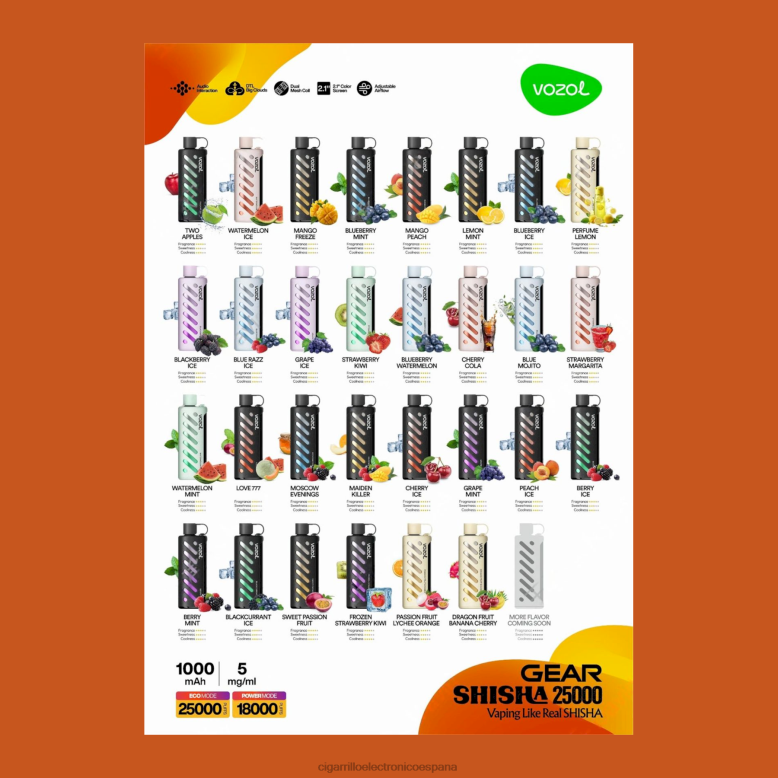 Cigarrillo Electrónico Estanco - VOZOL engranaje shisha 25000 multi J62081